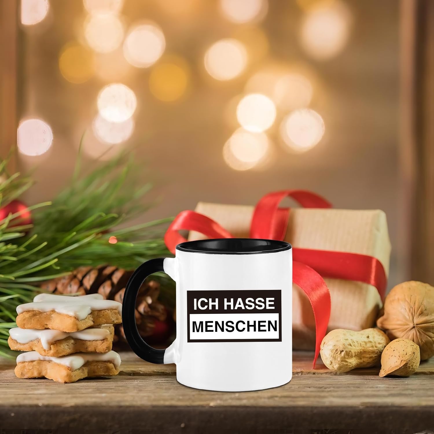Thumbnail 3 de Diztoud Ich Hasse Menschen Tasse – 325 ml, schwarze Keramik mit Spruch