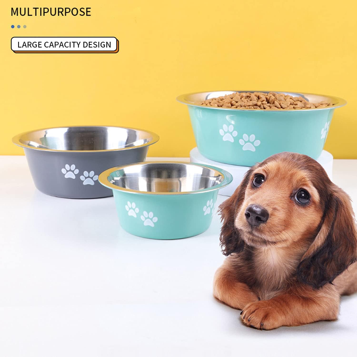 Detalle de YUDANSI 2020ml dog bowls 2 pack for large dogs
