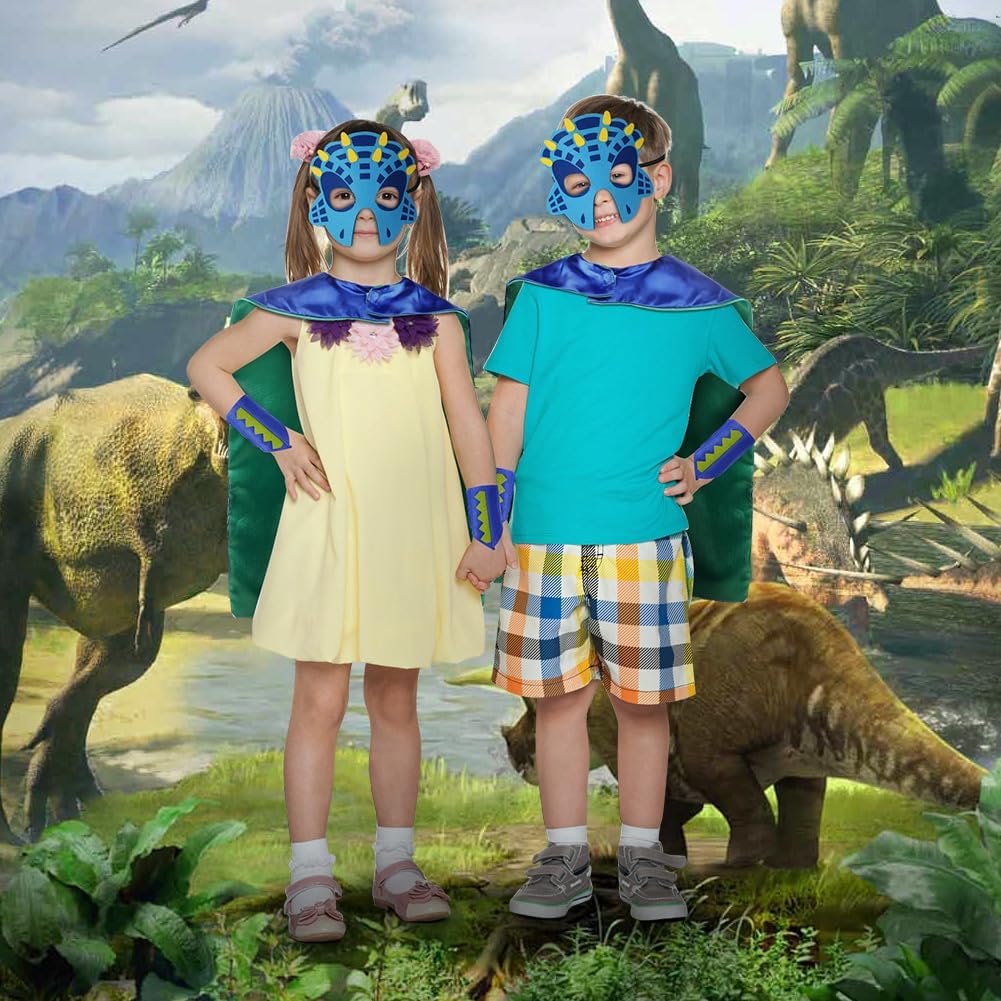 Detalle 2 de AOMIG dinosauruscape voor kinderen met capuchon, masker en pailletten