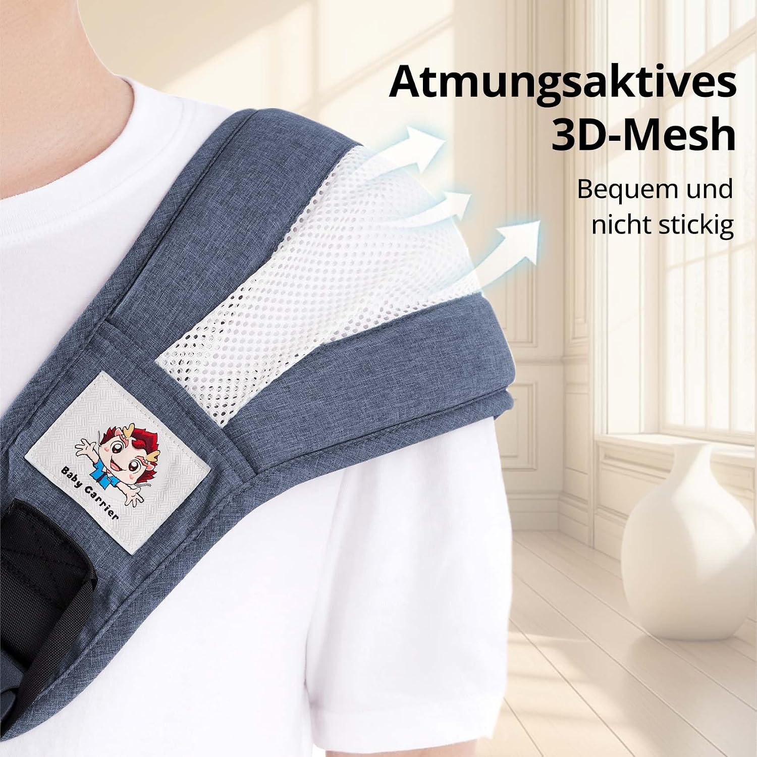 Thumbnail 4 de Plus Size Baby Sling Carrier: Extended Adjustable Design for Larger Kids (Blue)