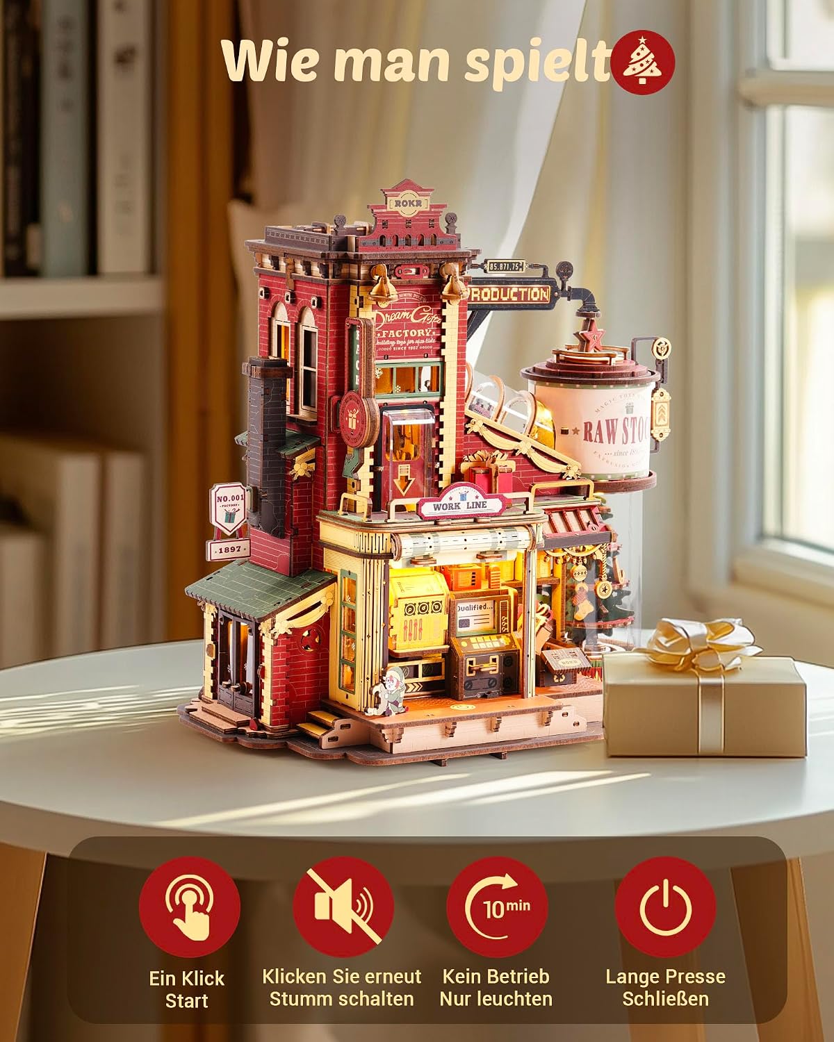 Detalle 2 de ROKR Dream Gift Factory 449 Teile Holzpuzzle 🧩