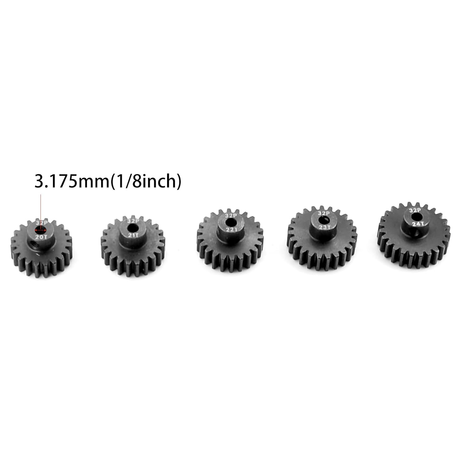 Thumbnail 1 de RcThjia 32P Hardened Metal Pinion Gear Set (20T–24T, 1/8in bore 3.175mm)