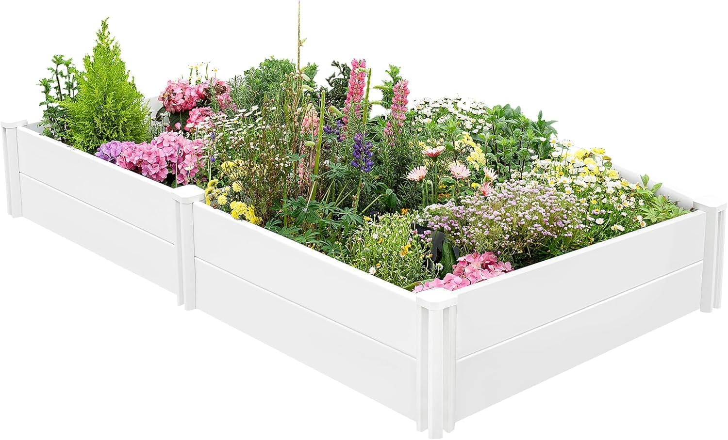 Detalle de PASAMIC 8x4x1ft Vinyl Raised Garden Bed with Open Bottom, White