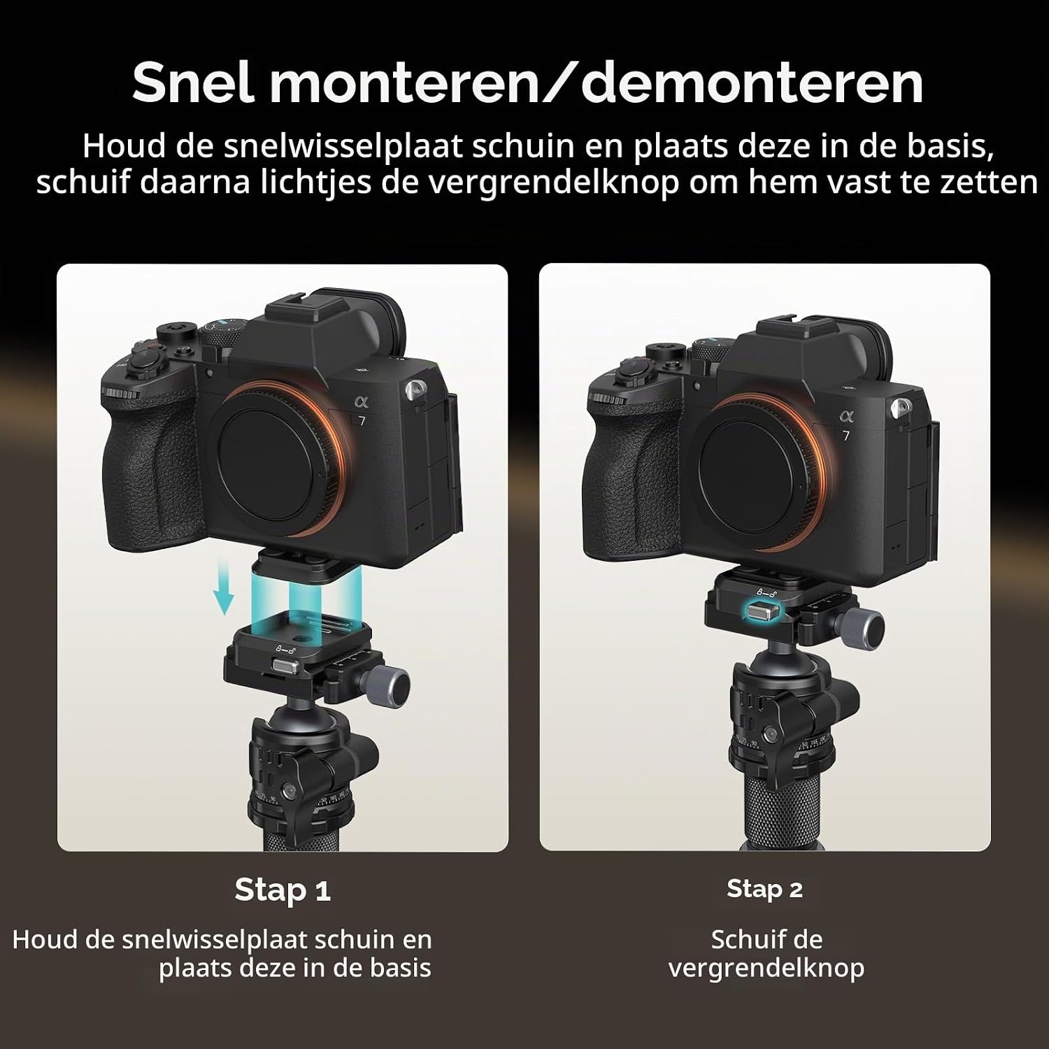 Detalle de SMALLRIG 5898 verticale Arca-Swiss-snelspankit met dubbele vergrendeling