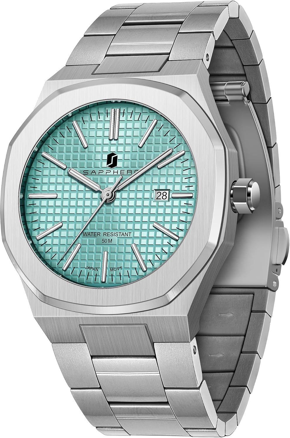 Detalle de SAPPHERO Orologio da uomo impermeabile 50M al quarzo con calendario e cinturino in acciaio