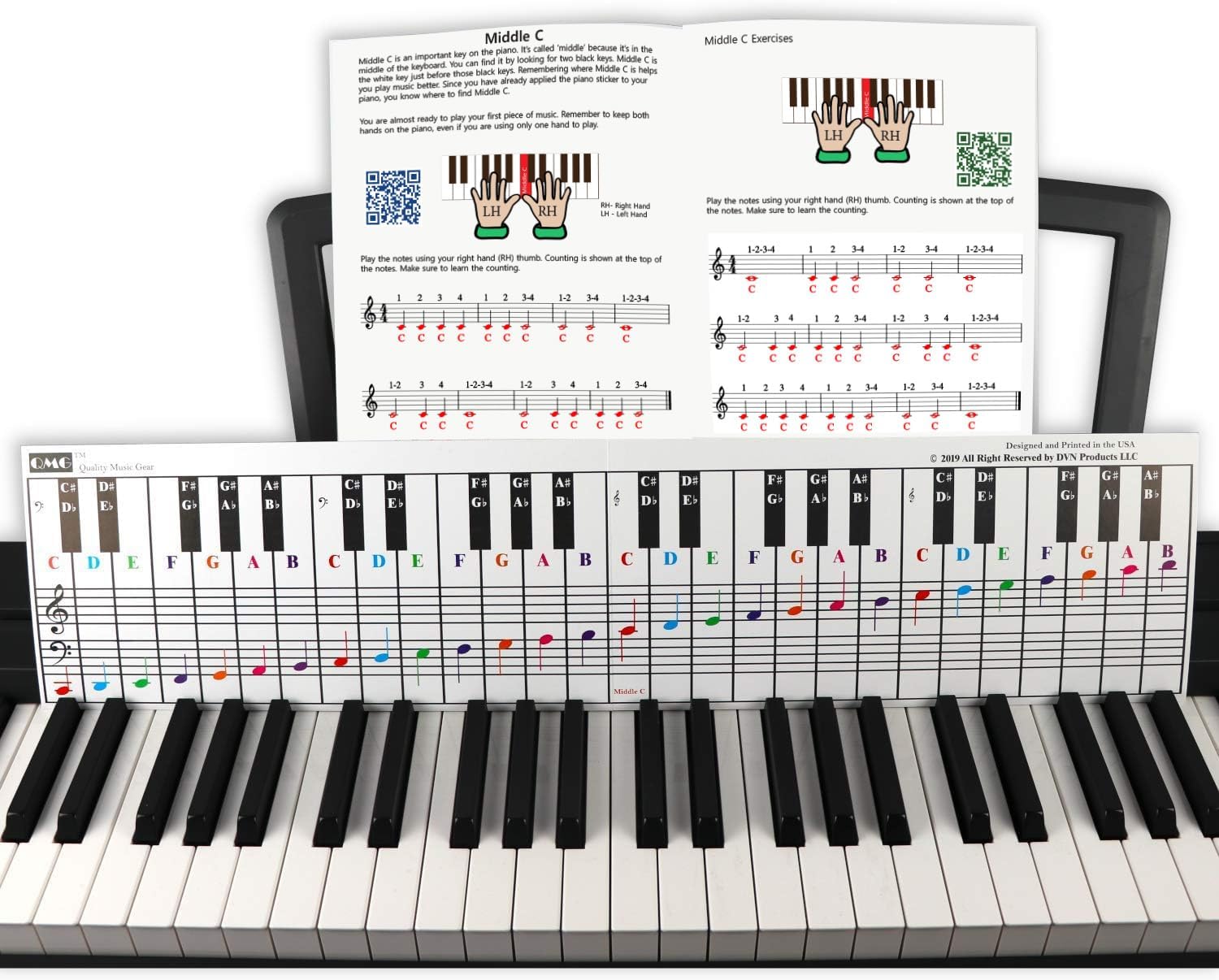 Thumbnail 6 de QMG Piano note chart with 56-page lesson book