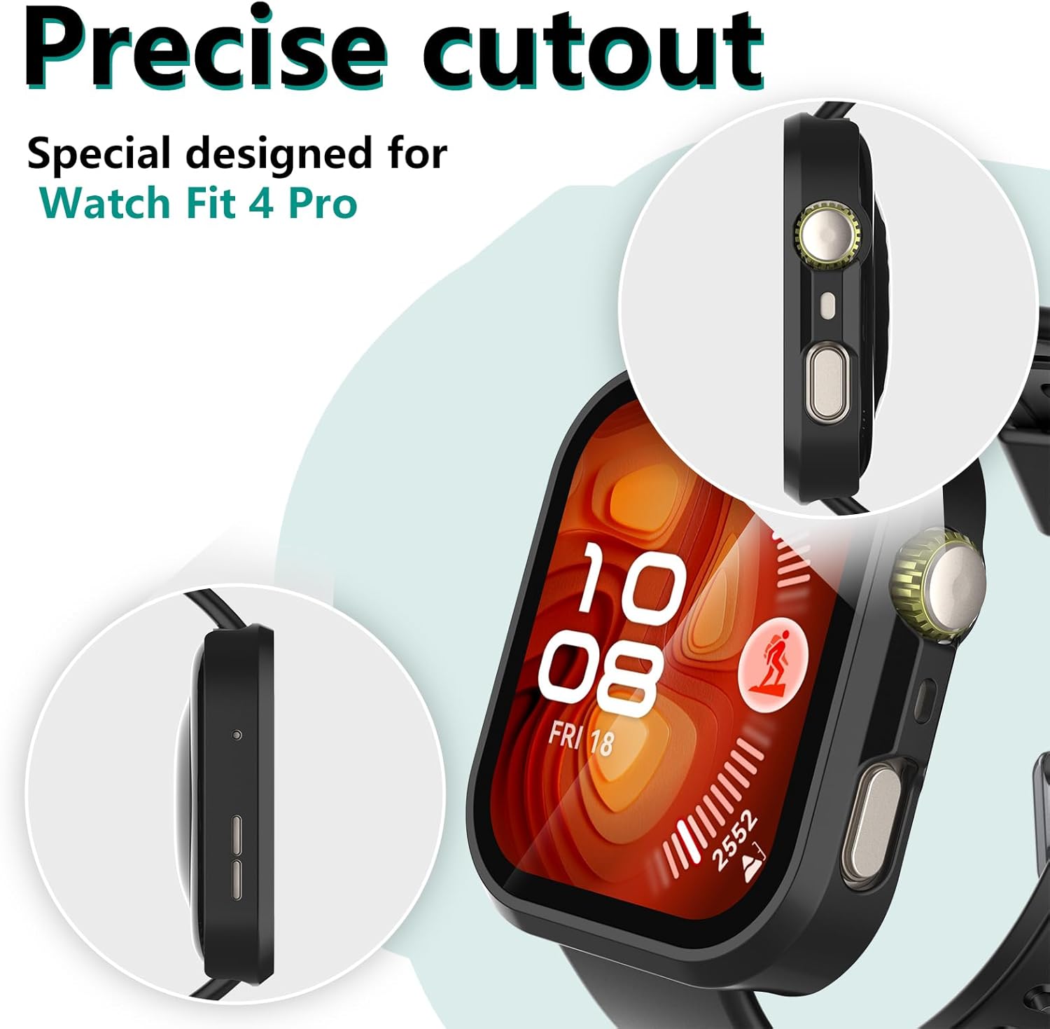 Thumbnail 2 de Bigqin 5 Pack Protective Case for Huawei Watch Fit 4 Pro (Hard PC Case + Tempered Glass Screen Protector)