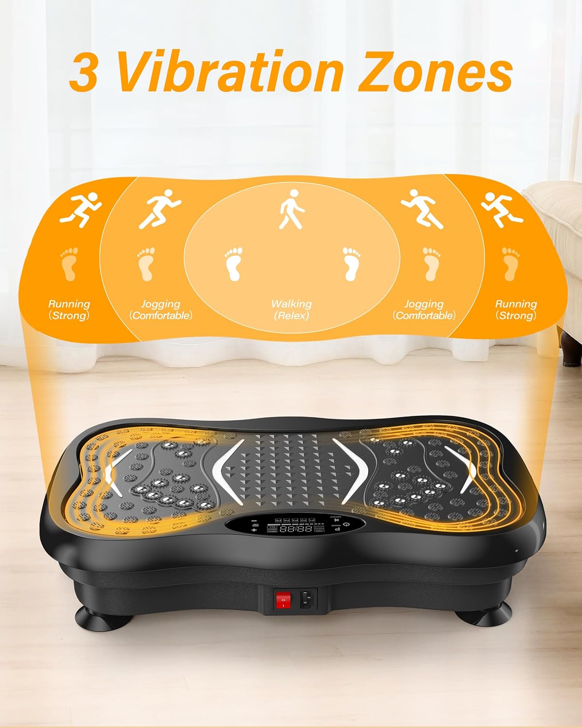 Detalle de Vibration Plate Exercise Machine for Home Workout – 5 Programme Modes, 99 Speed Levels, 330 lbs Capacity