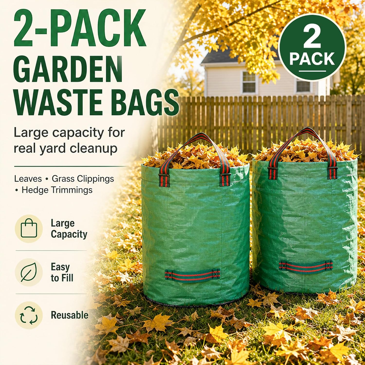 Detalle 2 de Singwow Garden Waste Bags 500L reusable sacks