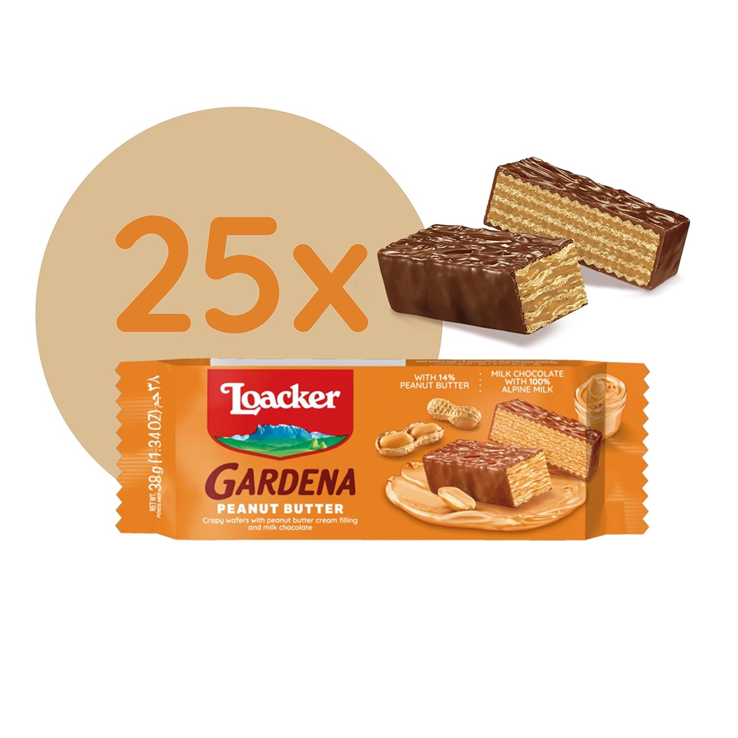 Thumbnail 4 de Loacker Gardena Peanut Butter – zarte Schokowaffeln mit Erdnusscreme im Großpack (25 × 38 g)