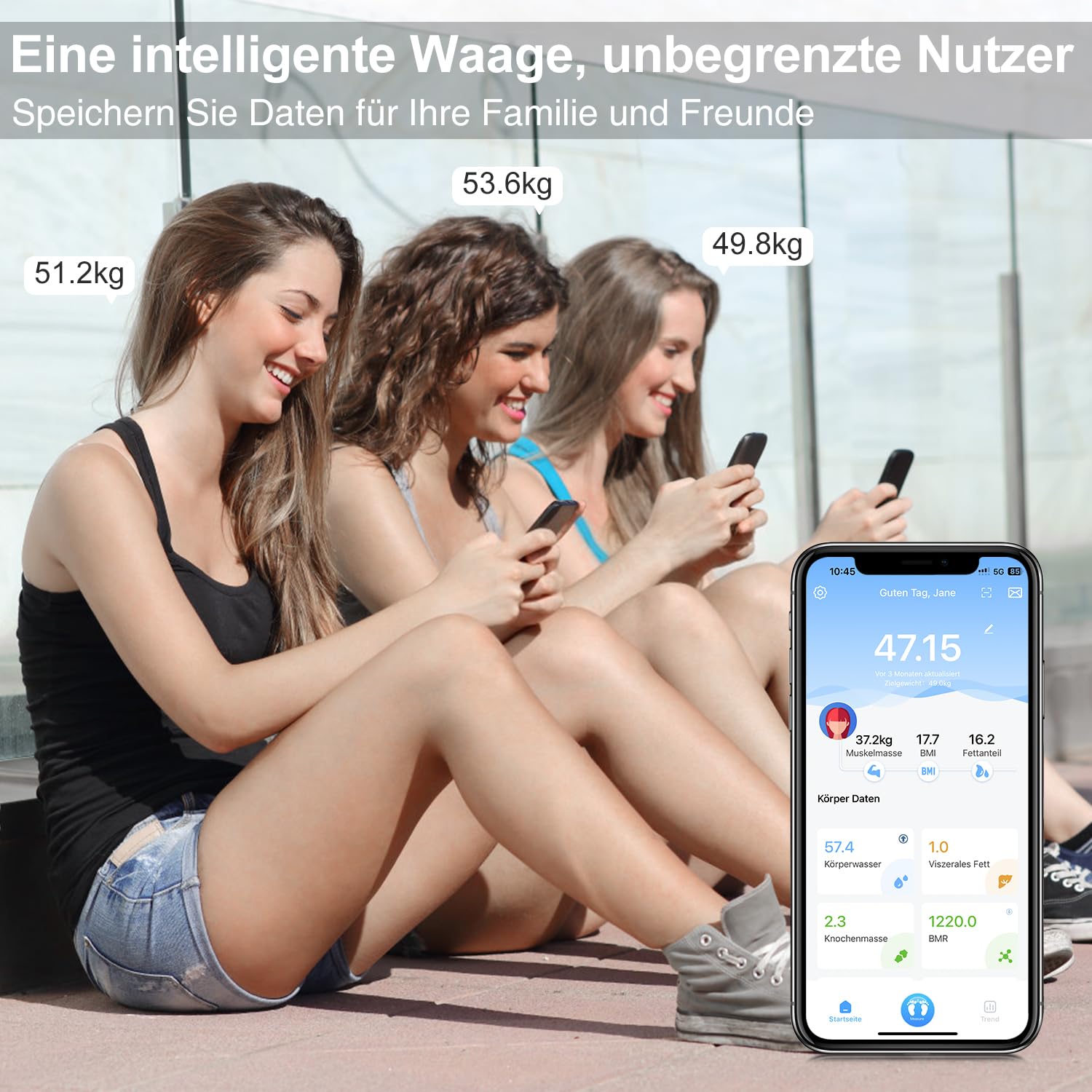 Thumbnail 5 de INSMART Personenwaage Digital – Bluetooth Körperdatenwaage mit umfassender Analyse