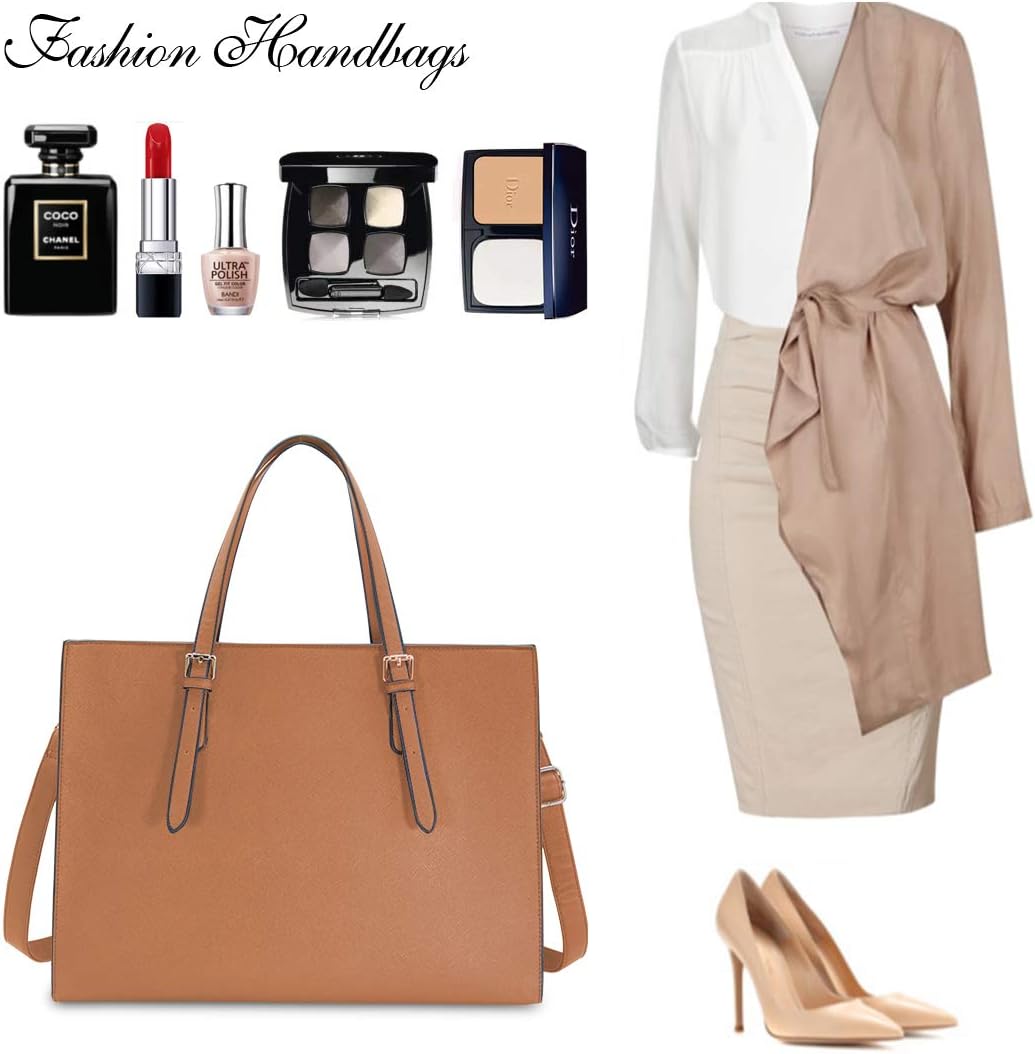 Thumbnail 6 de Borsa Donna a Tracolla per Computer da 15.6 Pollici Grande Impermeabile in Pelle PU – Elegante Tote per lavoro e studio