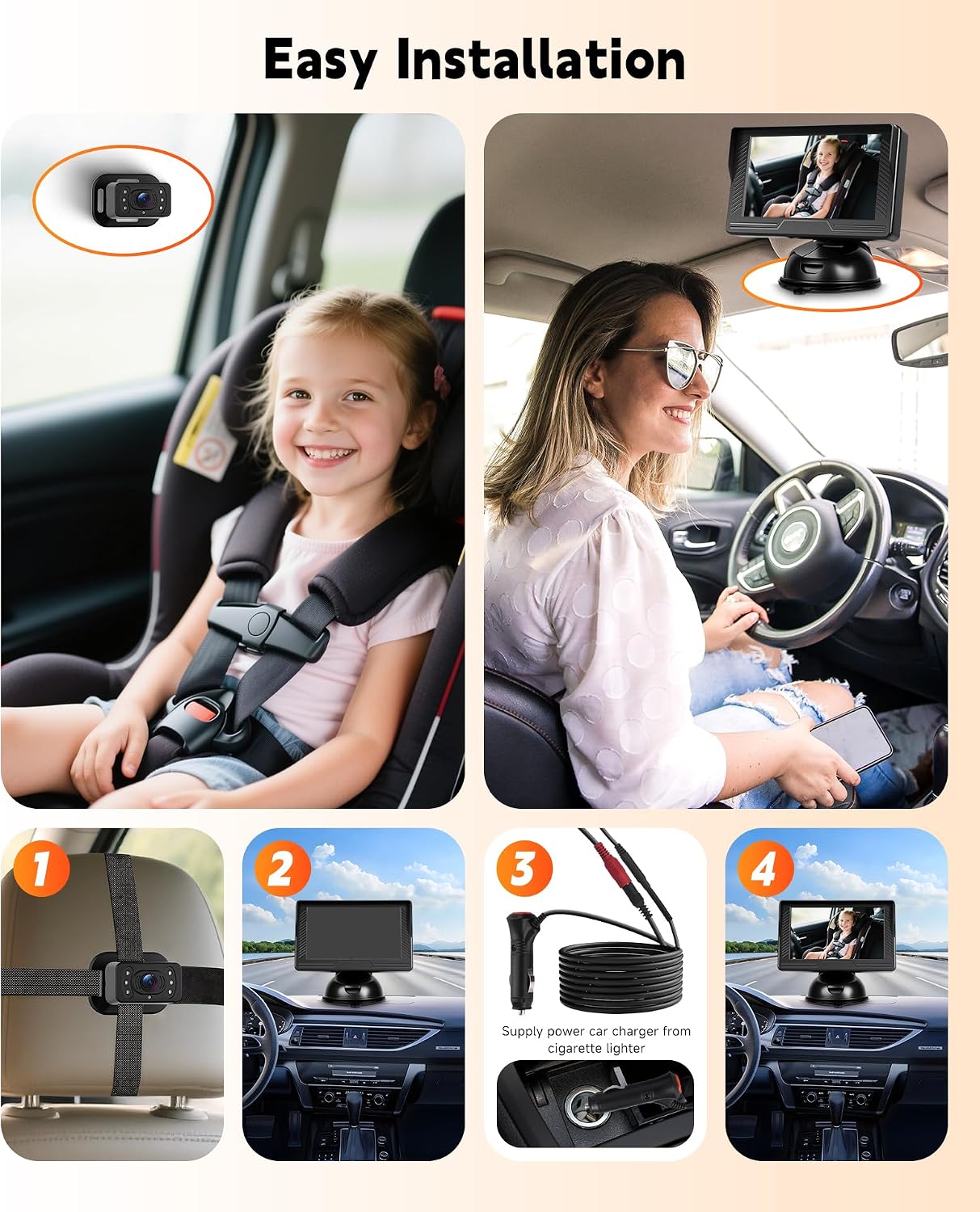 Thumbnail 6 de Rimoody Baby Car Camera for Backseat – 4.3” HD Display Monitor with 360° Adjustability