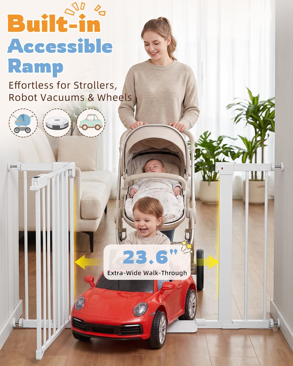 Thumbnail 6 de Miumoon YJYPBG Pressure-Mounted Baby Gate, 29.5"-46", 30.5" Tall