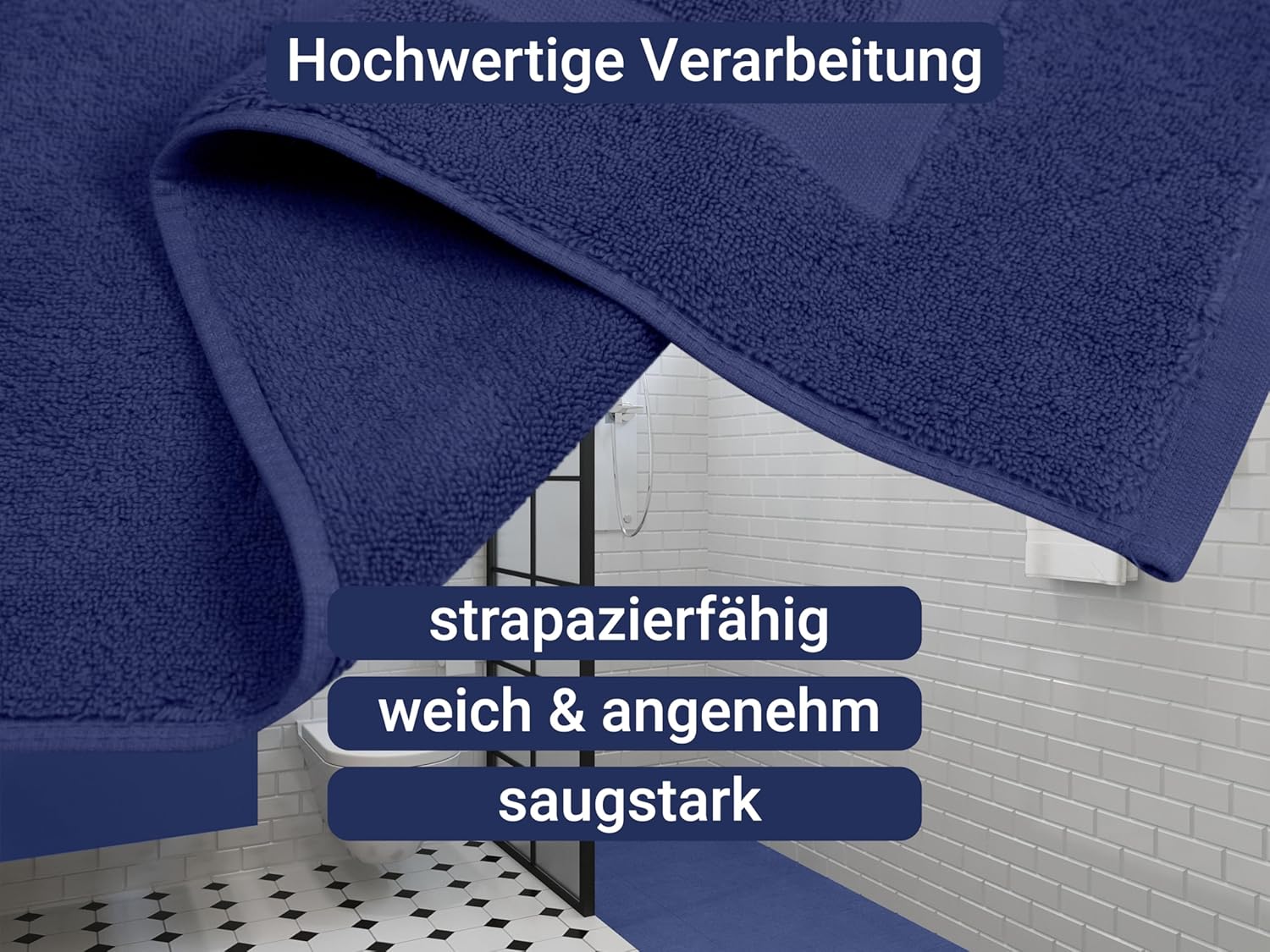 Detalle de Marie’s Home 1612.2351 Tapis de bain classique 50 x 80 cm – bleu marine