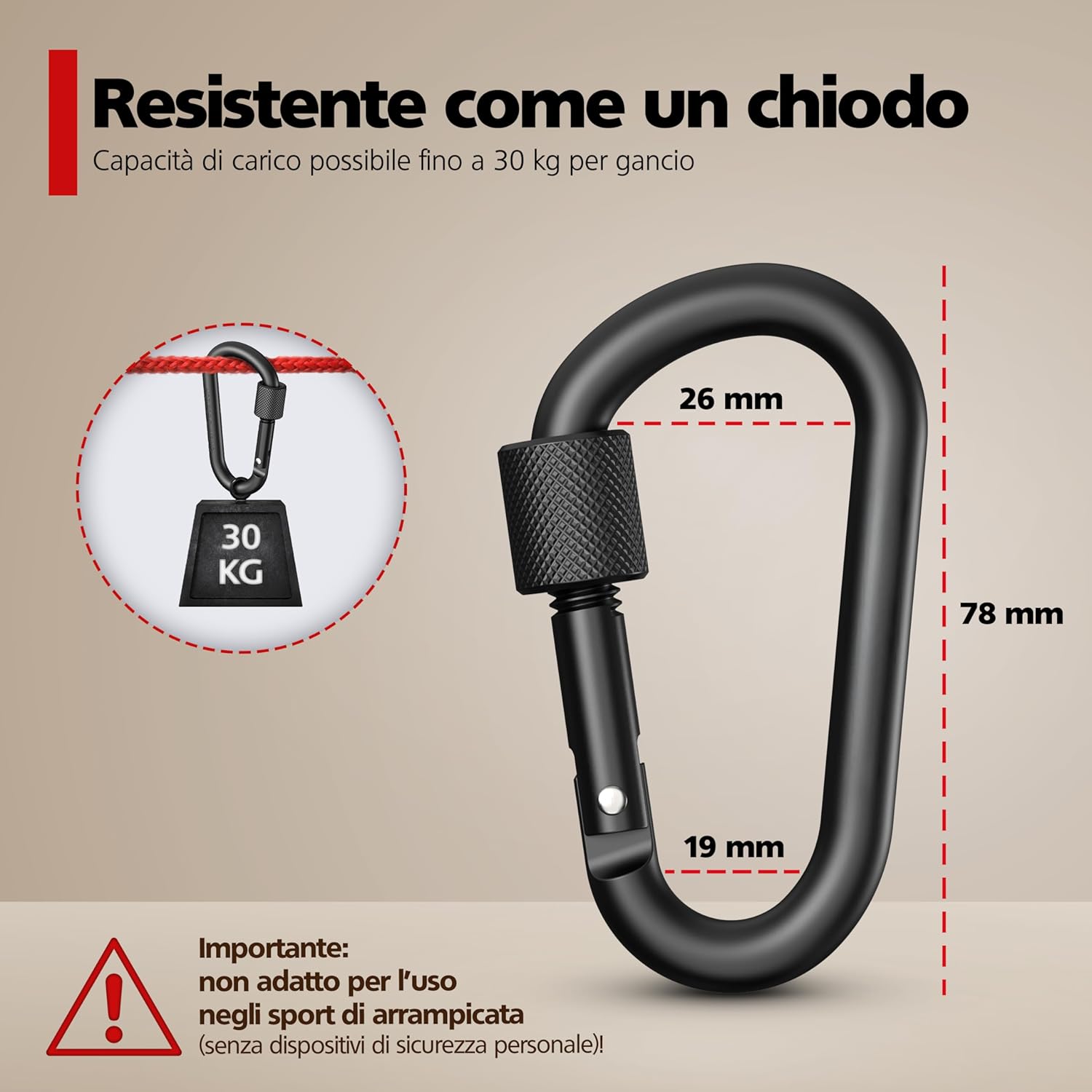 Detalle de RAVN HAMAN 10 x Moschettoni con ghiera - Nero