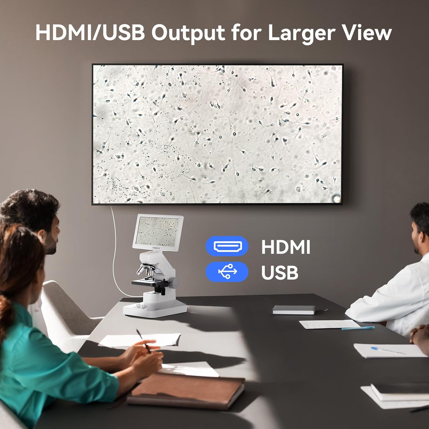 Thumbnail 5 de TOMLOV DM301 Max 7-inch digital biological microscope with HDMI, WiFi app control & measurement scale