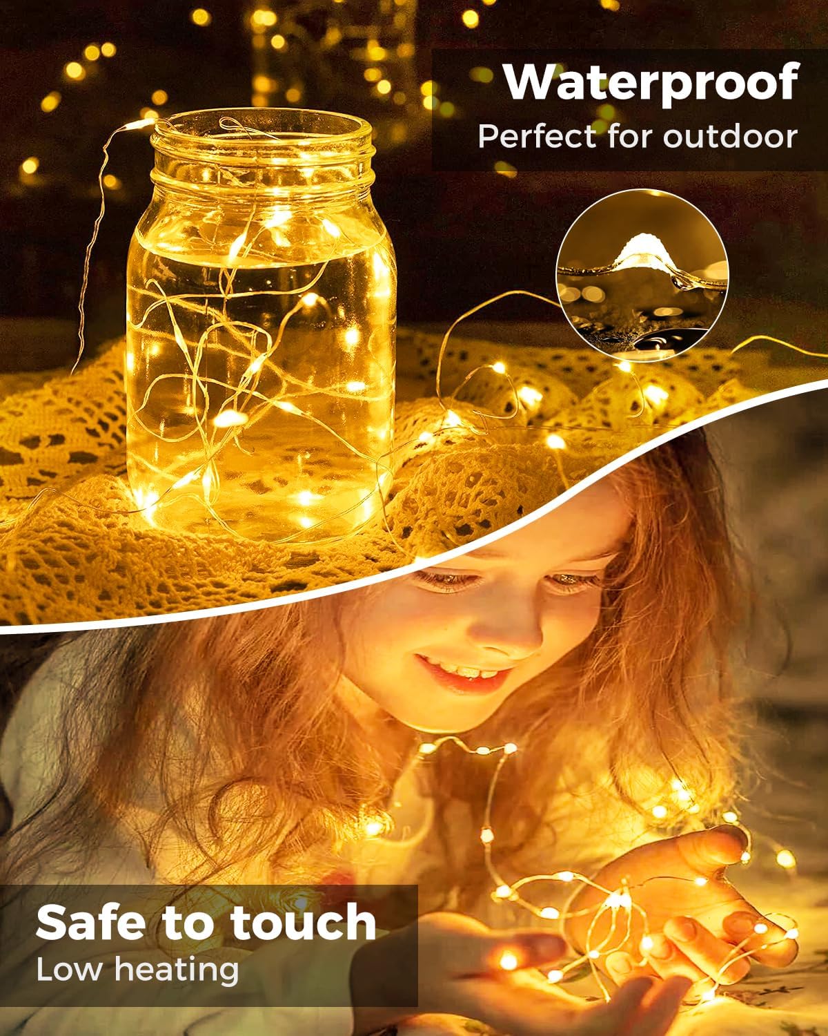 Detalle 2 de btfarm BL15 Fairy Lights, 16-Pack Battery-Powered 20-LED Warm White