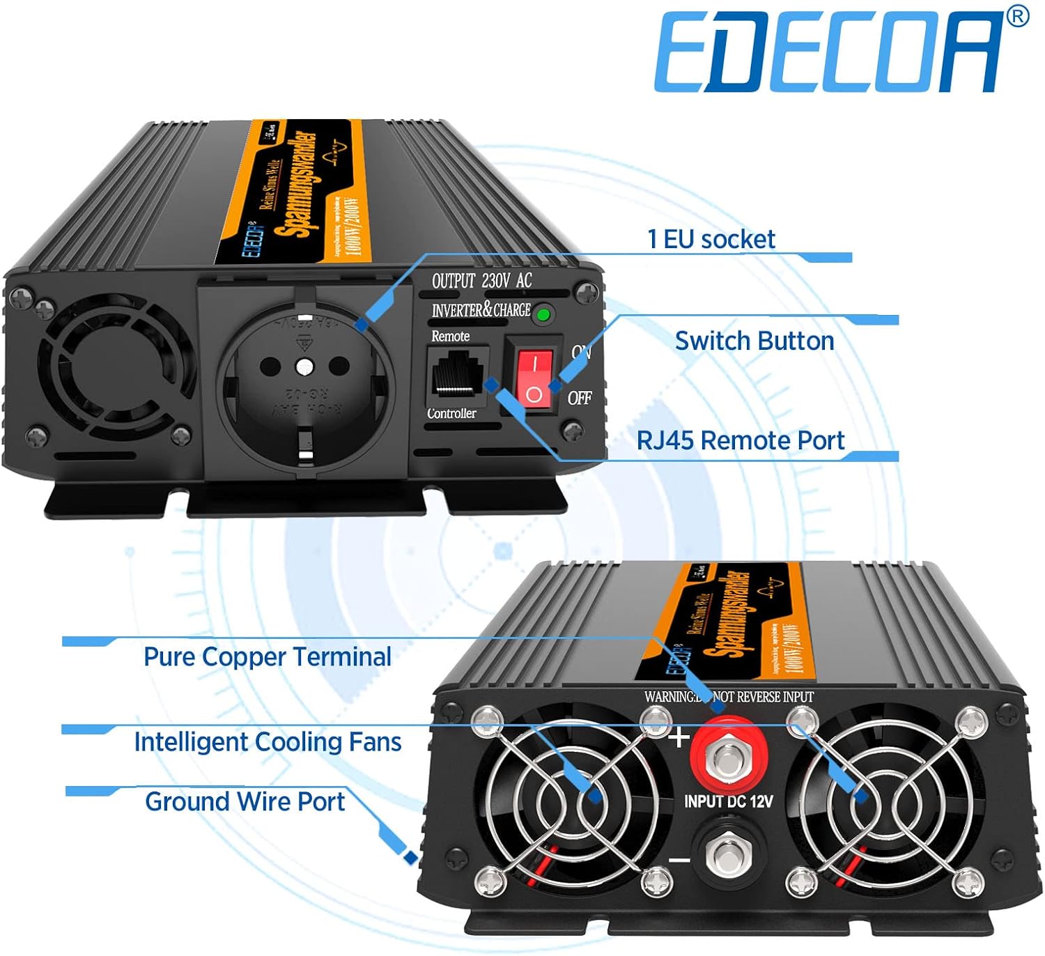 Thumbnail 5 de EDECOA Inversor 12V a 220V 1000W