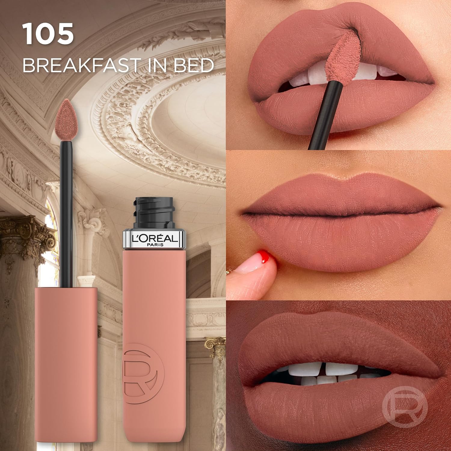 Detalle de L'Oréal Paris Infaillible Matte Resistance Rossetto Liquido Colore Intenso 105 Breakfast In Bed