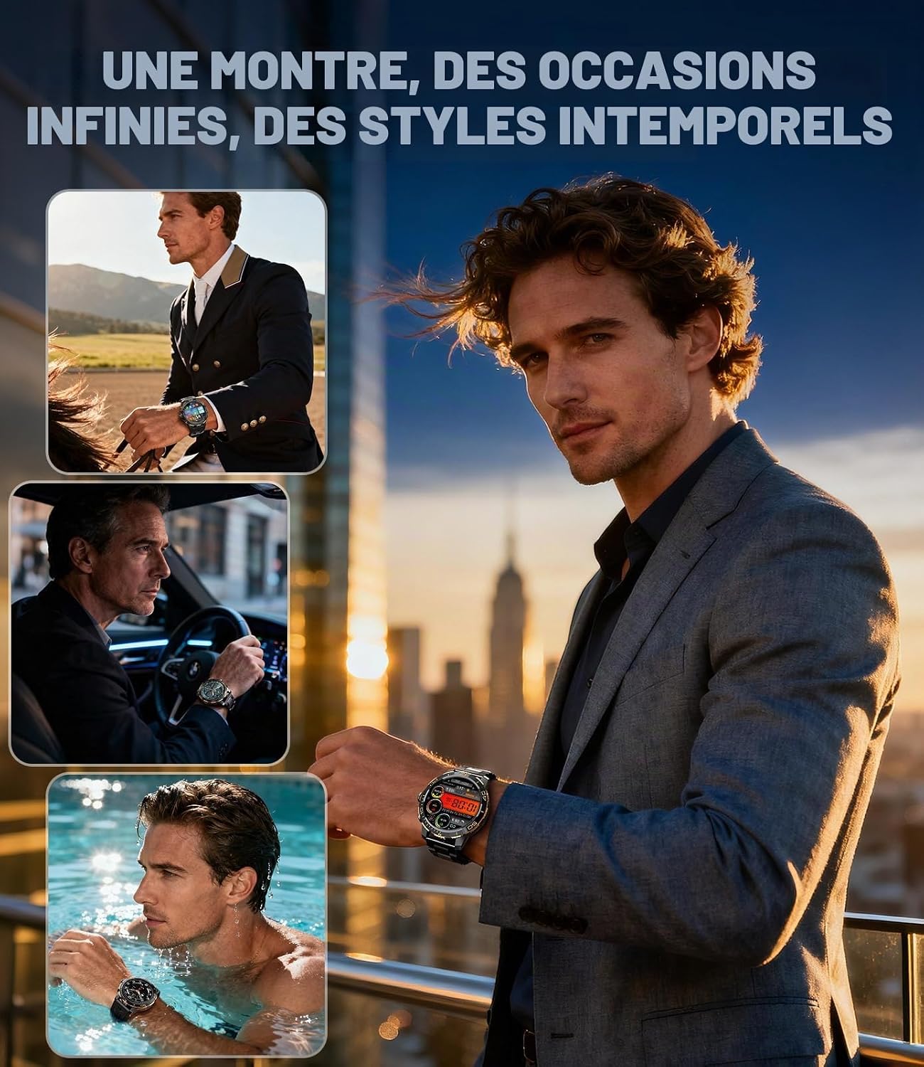 Detalle 2 de LIGE Montre Connectée Homme EF21 – AMOLED 1,43'', Appels Bluetooth, IP68, 100+ Modes Sportifs