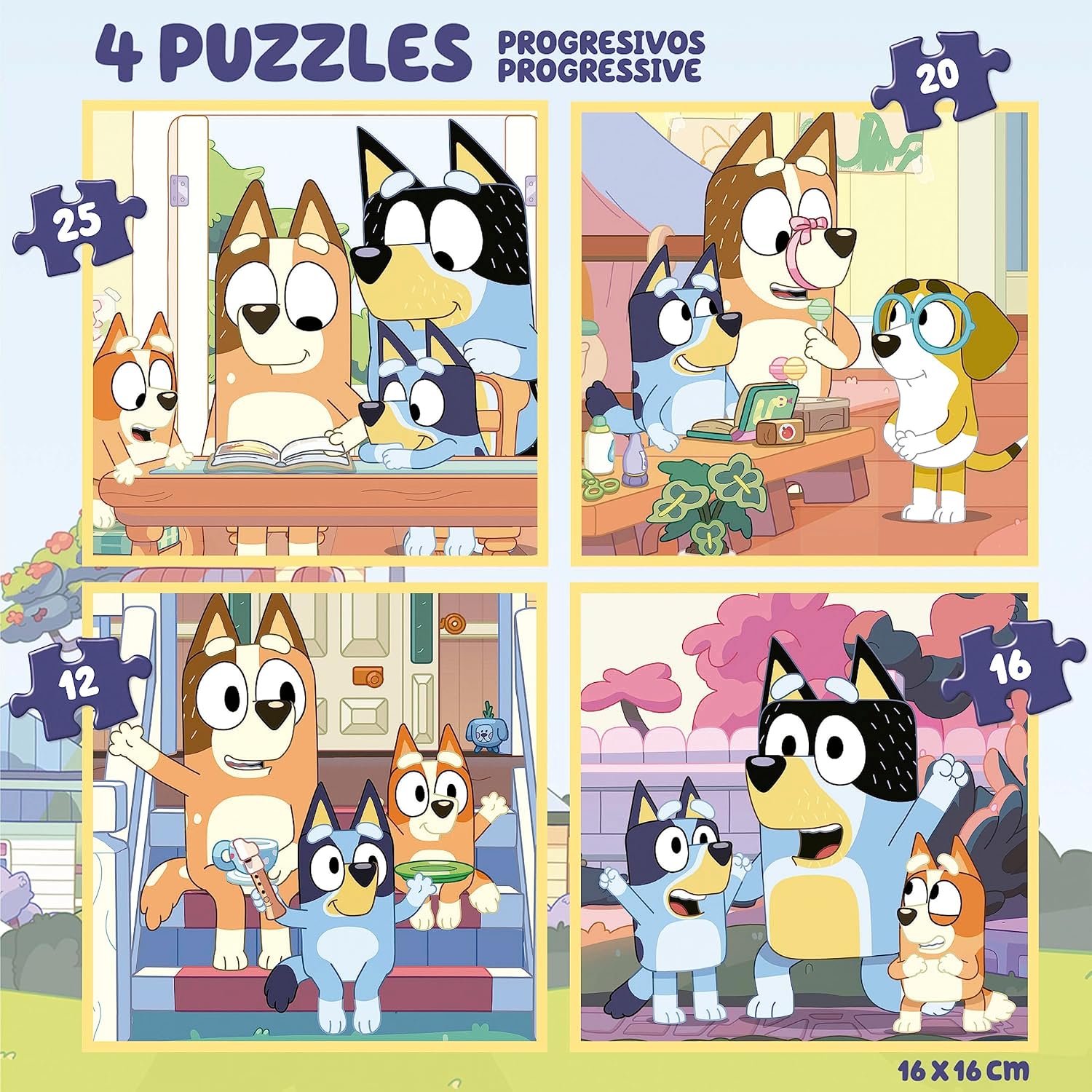 Thumbnail 2 de Educa Bluey – Ensemble de 4 puzzles progressifs (16 à 25 pièces) en valise, dès 3 ans