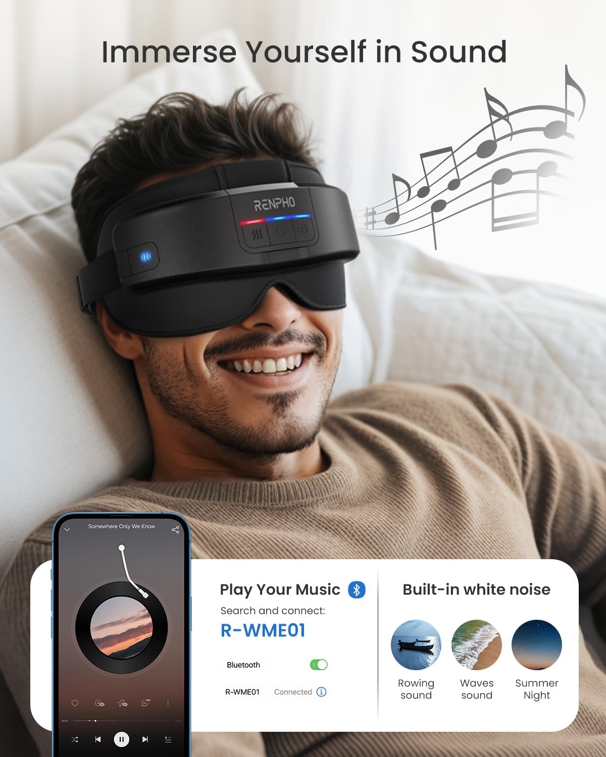 Thumbnail 6 de RENPHO Masseur oculaire chauffant avec chaleur réglable et Bluetooth