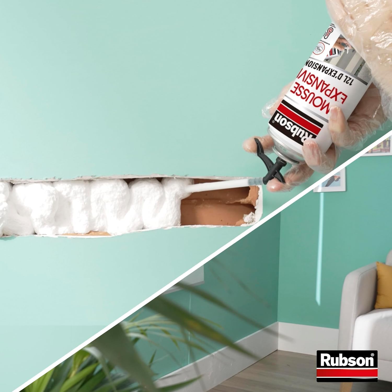 Thumbnail 3 de Rubson Mousse Expansive Multi-Usages – Mousse polyurethane blanche en aérosol (300 ml) avec 12 litres d'expansion