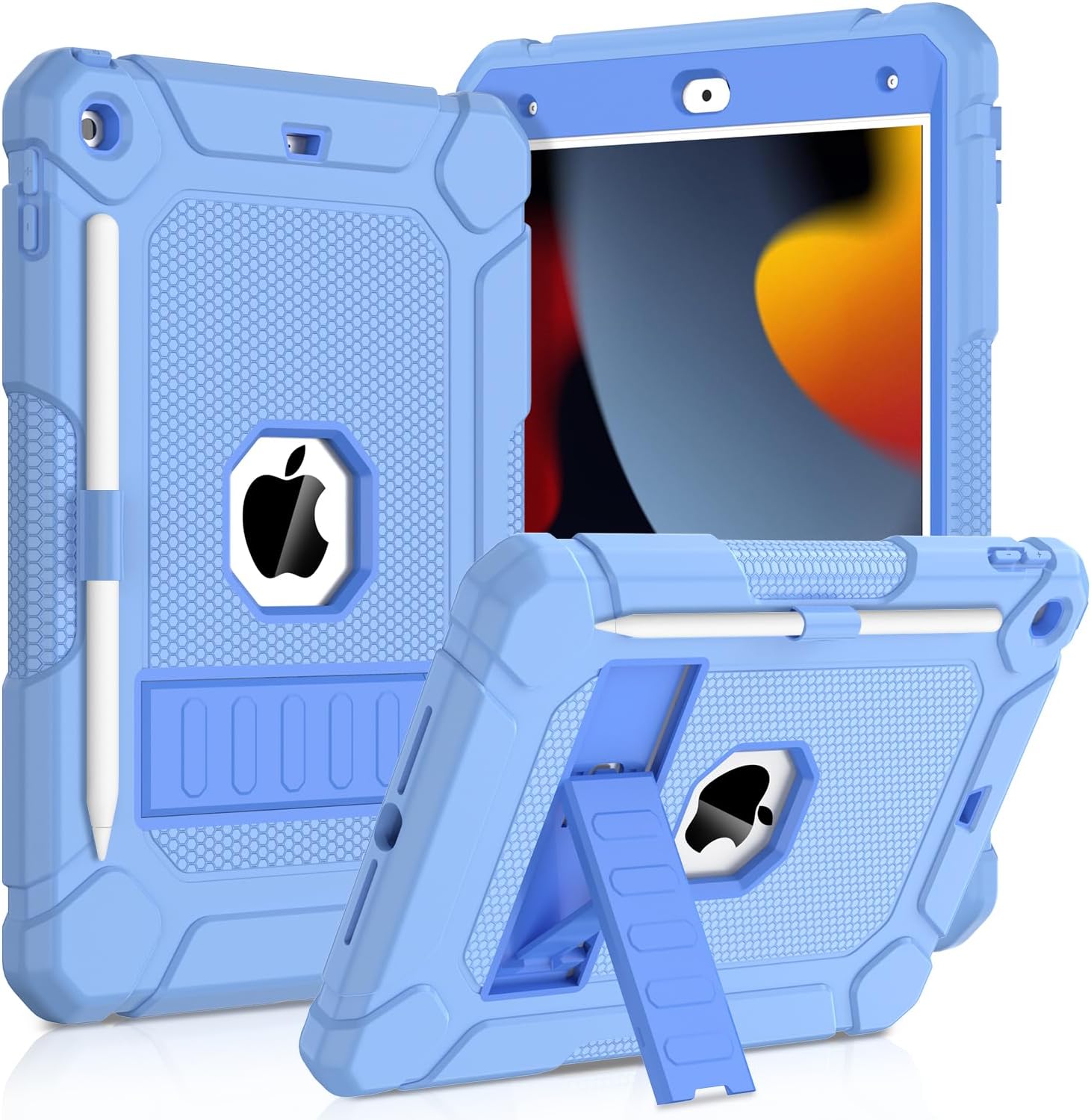 Detalle de SINSO Case for iPad 9th/8th/7th Gen 10.2in – Blue, Fully-Body Rugged Protection with Stand and Pencil Holder