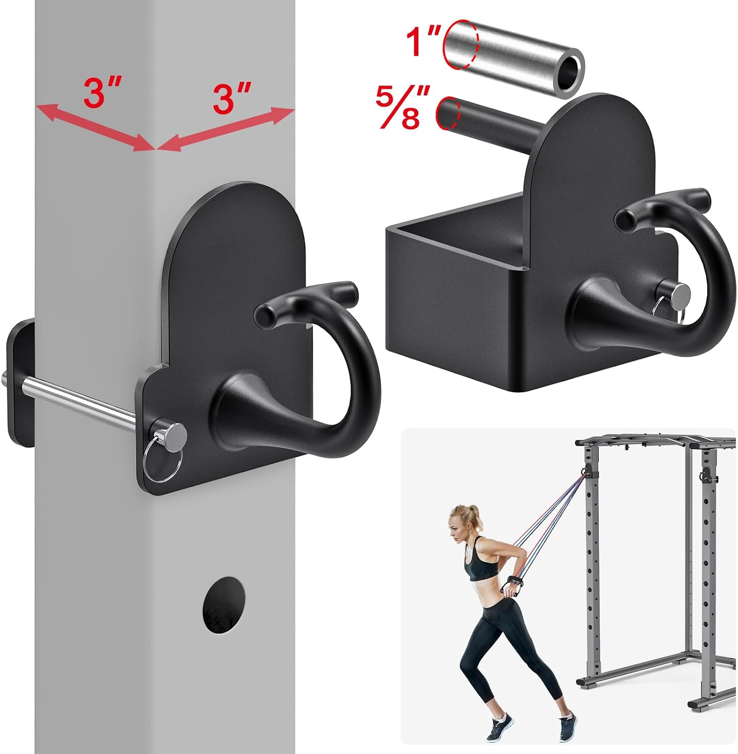 Detalle de Kipika GMDH-07-2 Resistance Band Anchors for 3" x 3" Power Racks