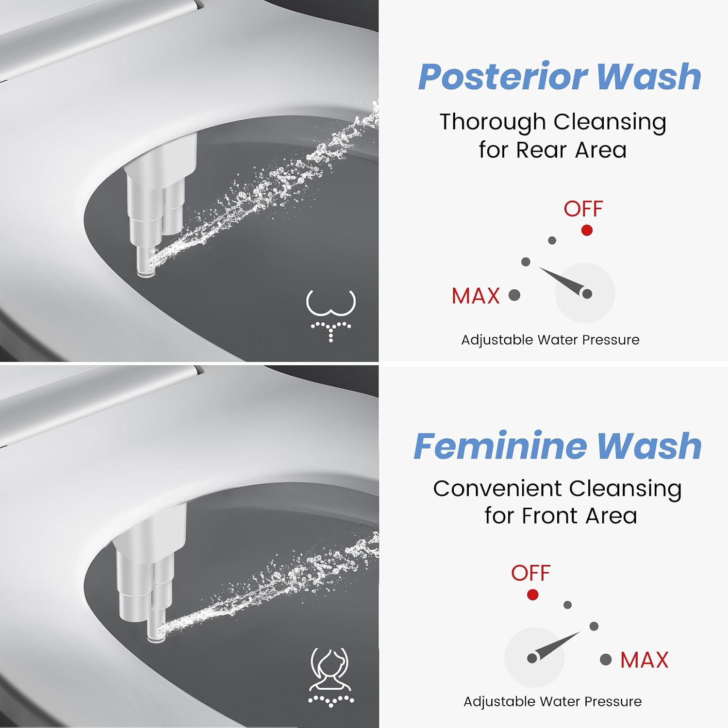 Detalle de SHIKITEK LCKMK-001W-CA Bidet Attachment, Ultra-Slim, Non-Electric, Dual Nozzle