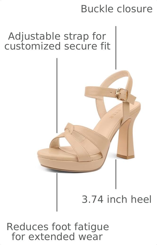 Detalle de COLETER Women's Platform Dress Sandals, 3.74-Inch Heel