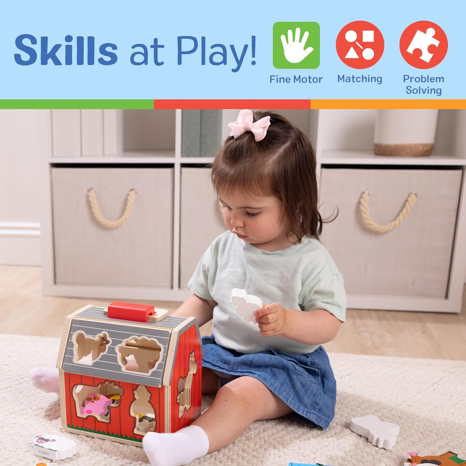 Detalle 2 de Melissa & Doug Take-Along Wooden Toy Barn 11-Pc