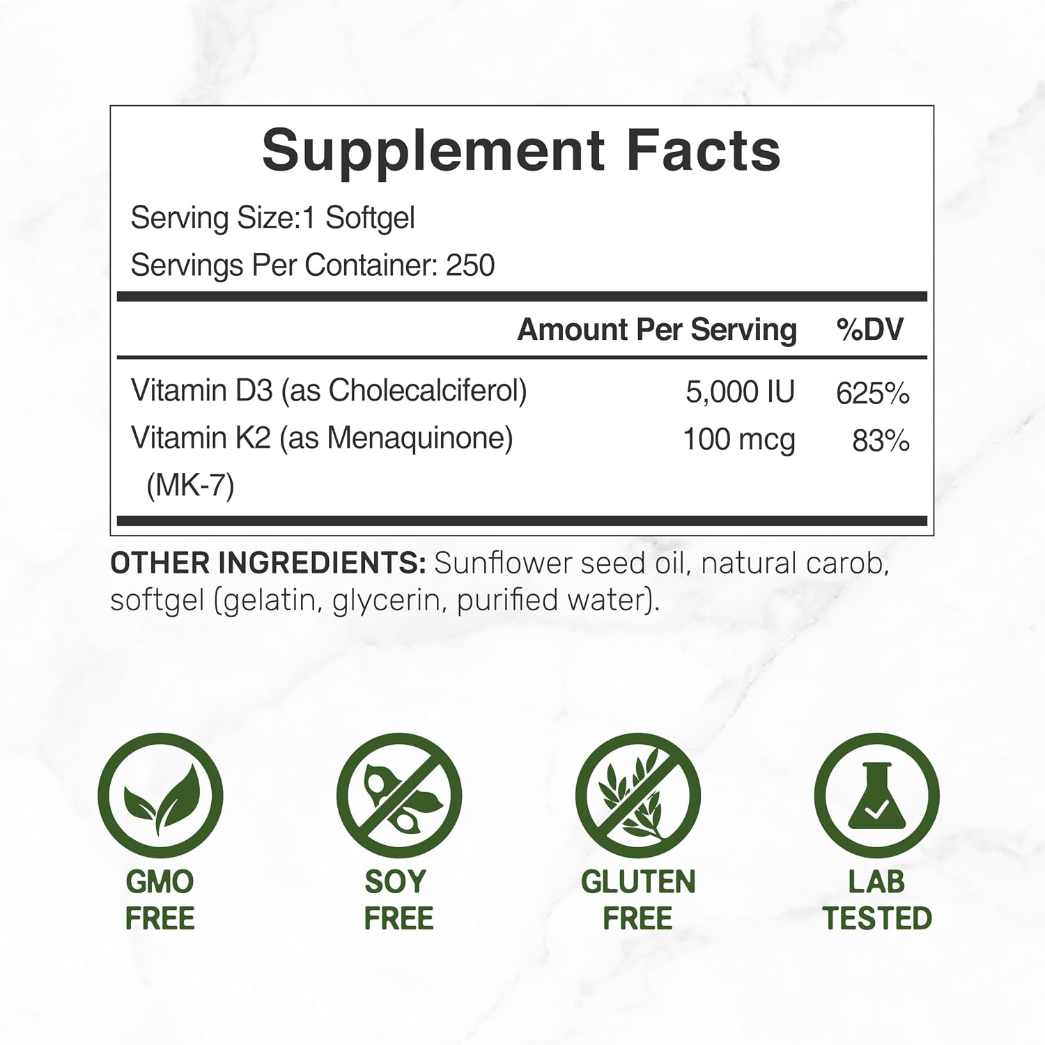 Detalle de DEAL SUPPLEMENT Vitamin D3 Softgels 5,000 IU