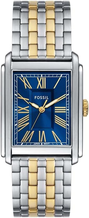 Detalle de Fossil Carraway Herrenuhr, Quarz Dreihand mit Leder- oder Edelstahlband, blaues Zifferblatt