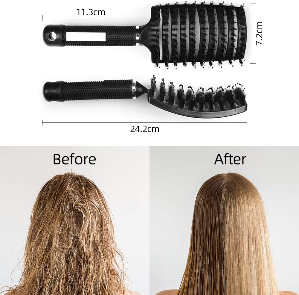 Thumbnail 6 de URAQT Spazzola per Capelli Curva con setole di Cinghiale – perfetta per ricci, lisci e crespi