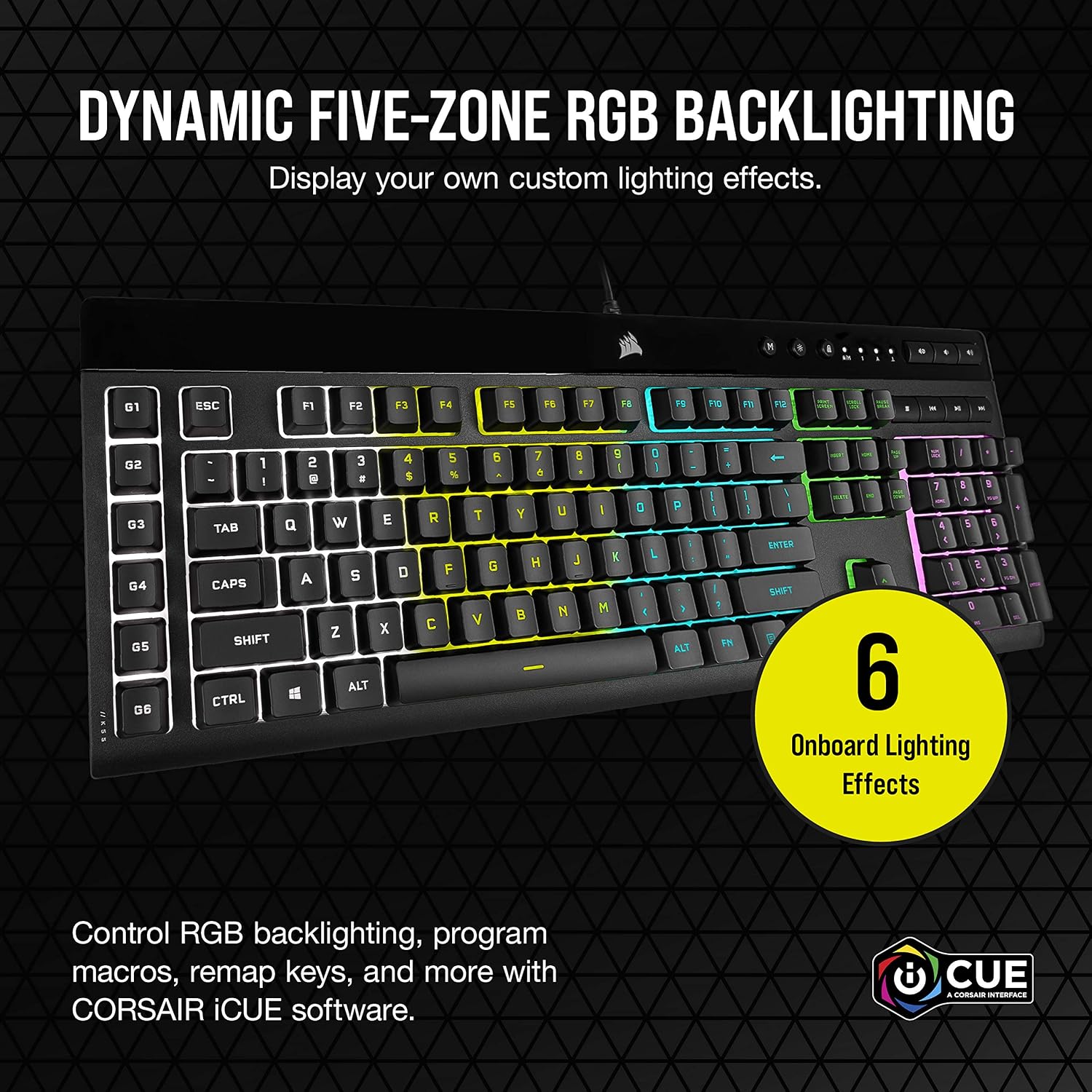 Detalle de Corsair K55 RGB PRO gaming keyboard IP42