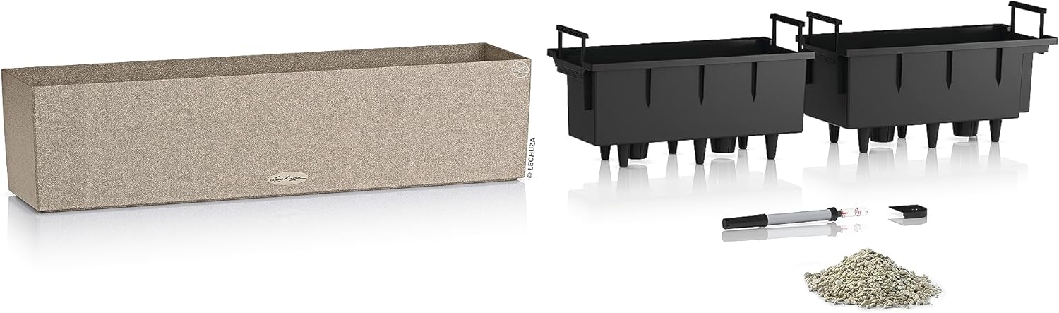 Thumbnail 1 de Lechuza BALCONERA Stone 80 Komplettset sandbeige – Balkonblumenkasten mit Wasserspeicher