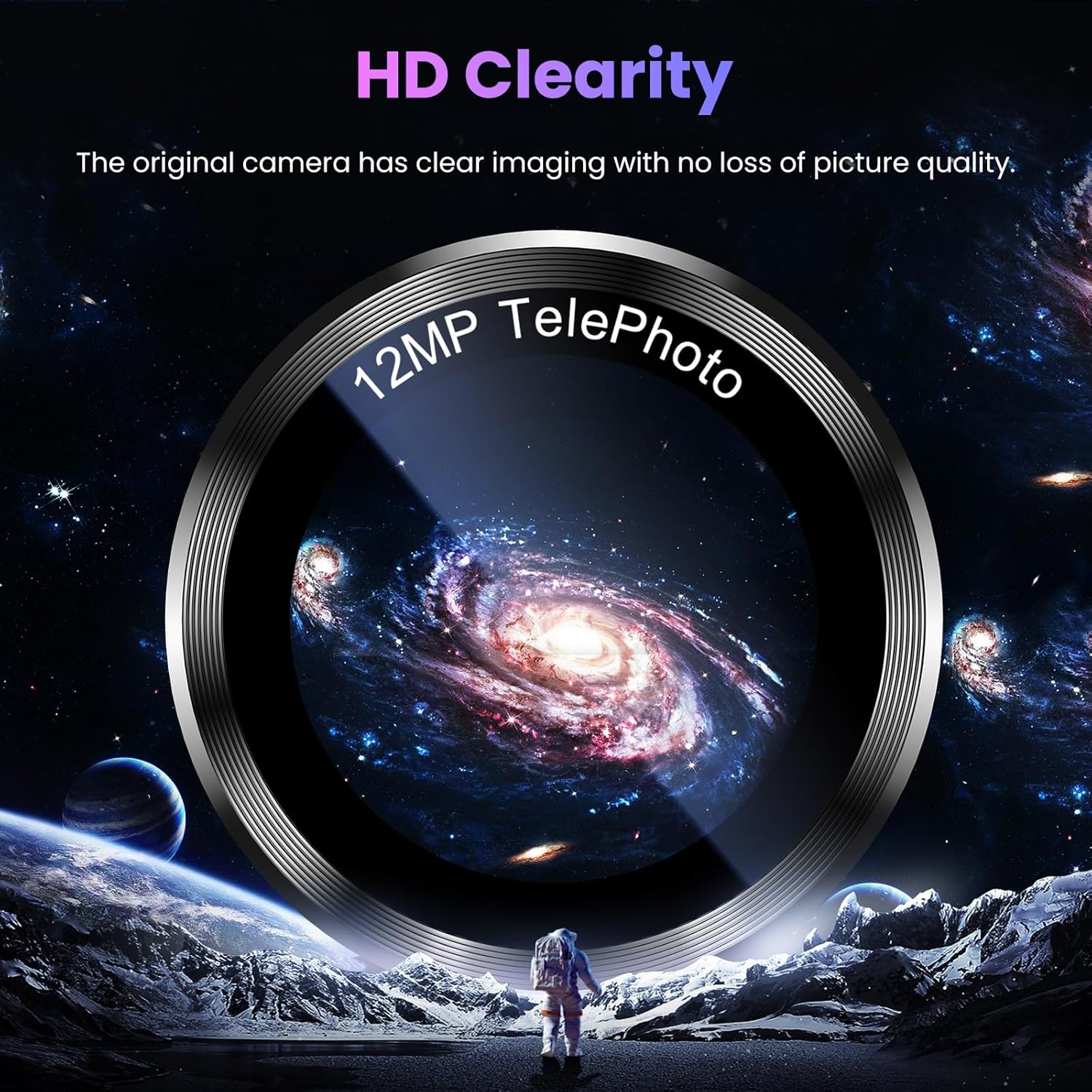 Thumbnail 2 de UniqueMe Camera Lens Protector for iPhone 17 Pro Max / 17 Pro / 16 Pro Max / 16 Pro / 15 Pro Max / 15 Pro / 14 Pro Max / 14 Pro (1 Pack, Black)