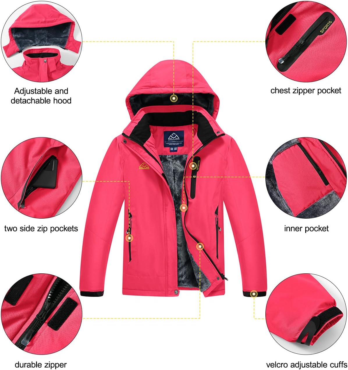 Detalle 2 de YSENTO Womens Waterproof Winter Jacket