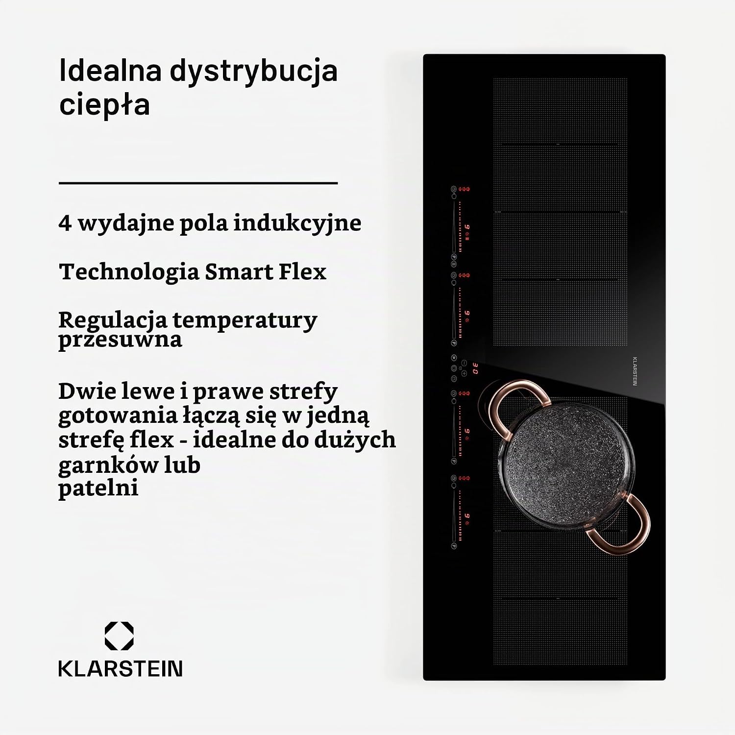 Detalle 2 de Klarstein – płyta indukcyjna 90 cm, 4 pola, 7200 W, sterowanie dotykowe