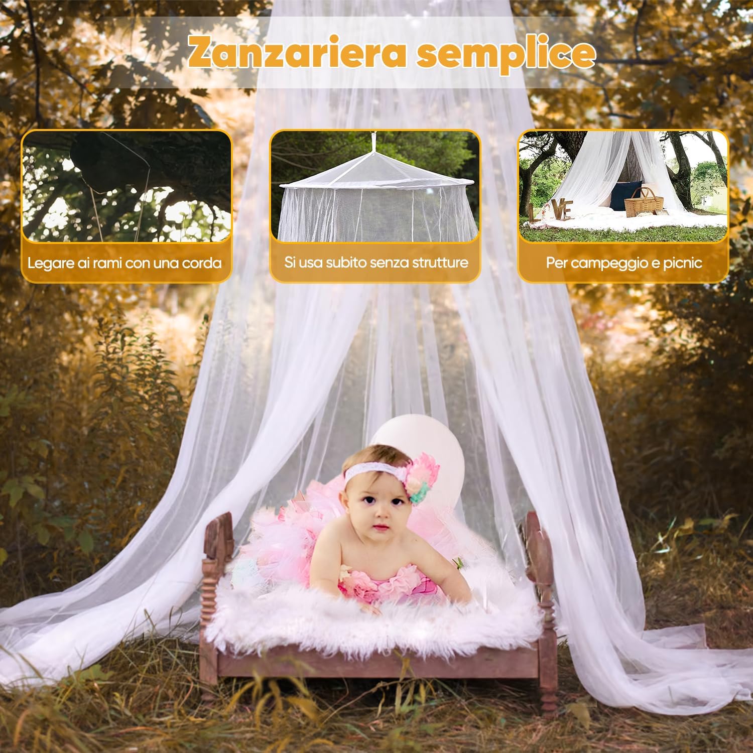 Thumbnail 5 de Sekey Zanzariera per letto 60x220x850 cm con 1 ingresso – installazione facile e veloce