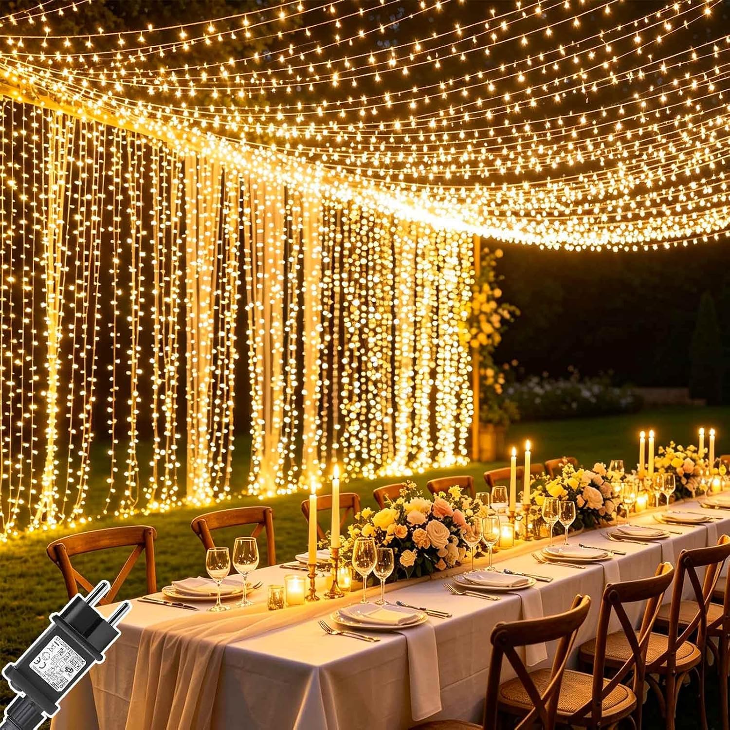 Thumbnail 6 de Cozymeow 2 Pezzi Tenda Luminosa Esterno e Interno 300 LED 3x3m – Cascata Fiabesca, 8 Modalità e Timer, IP65