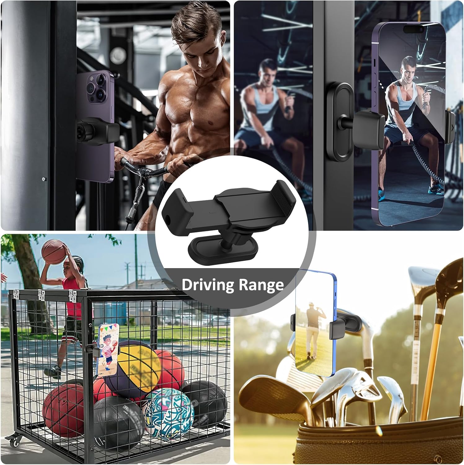 Detalle de FungSun Magnetic Gym Phone Holder 360° Adjustable — Secure Phone Mount for 4.7–6.5" Screens