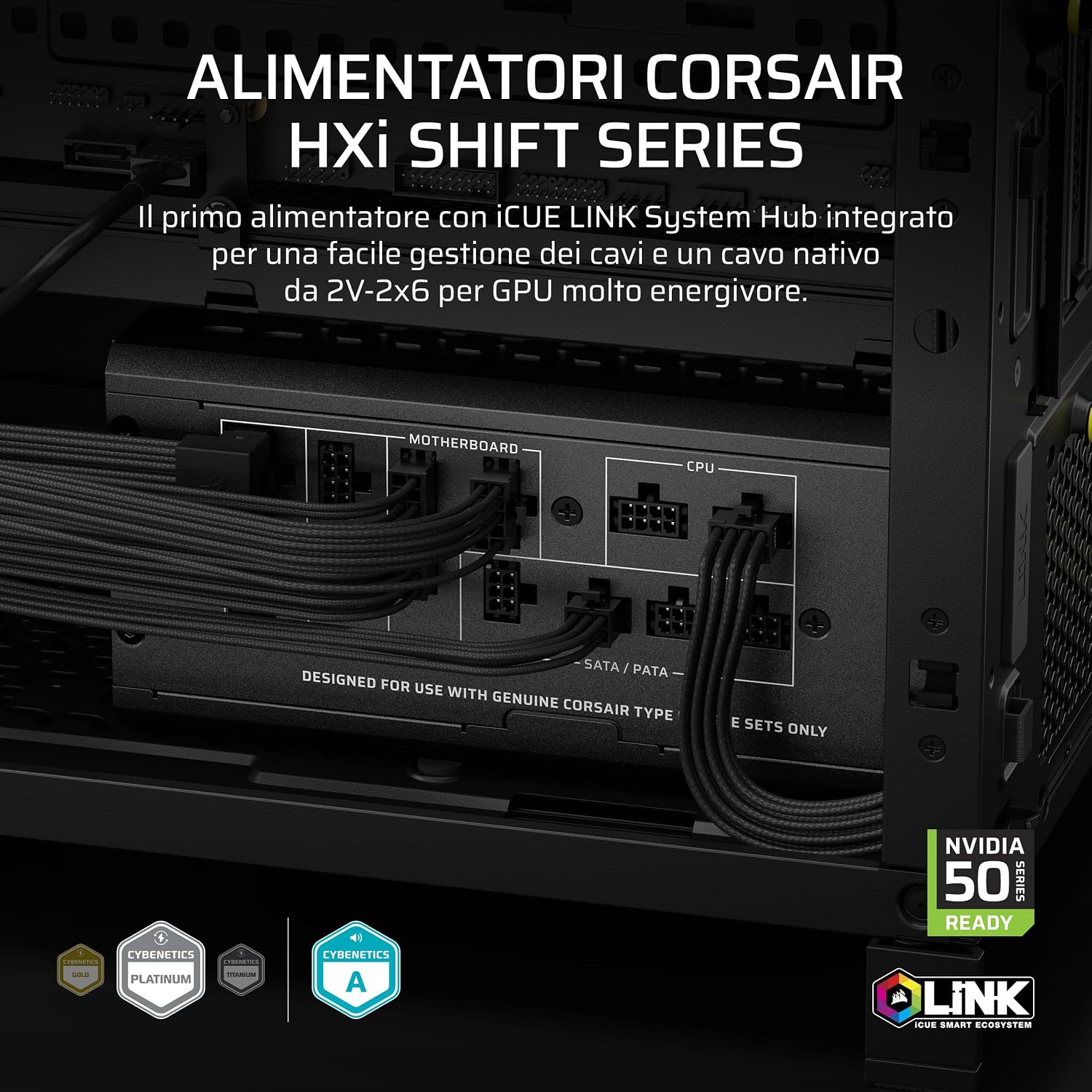Thumbnail 1 de Corsair HX1500i SHIFT – Alimentatore ATX 1500W completamente modulare con iCUE LINK integrato e certificazione Cybenetics Platinum