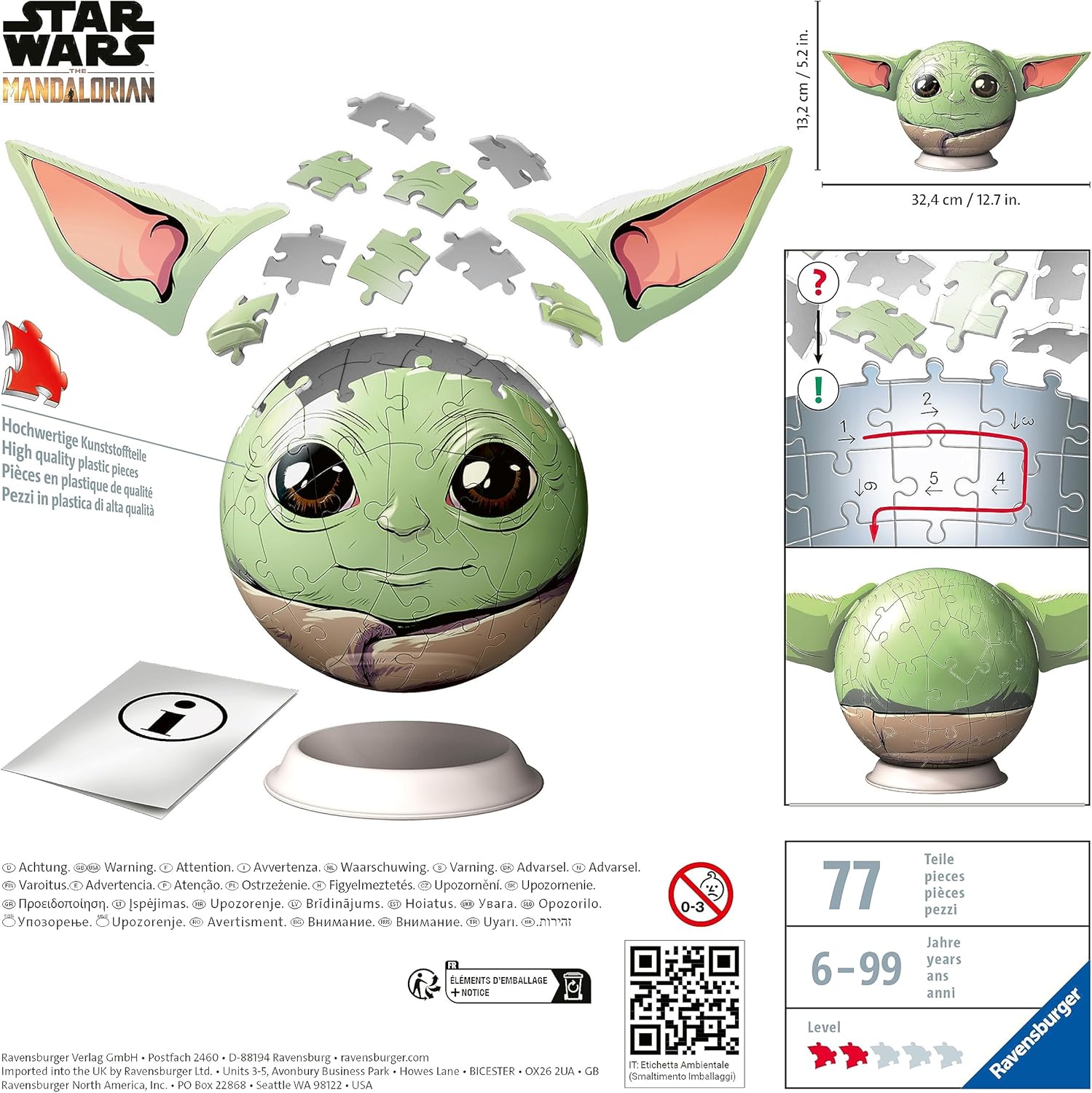 Thumbnail 5 de Ravensburger Star Wars Mandalorian Grogu (with Ears) 3D Jigsaw Puzzle – 72 Pieces