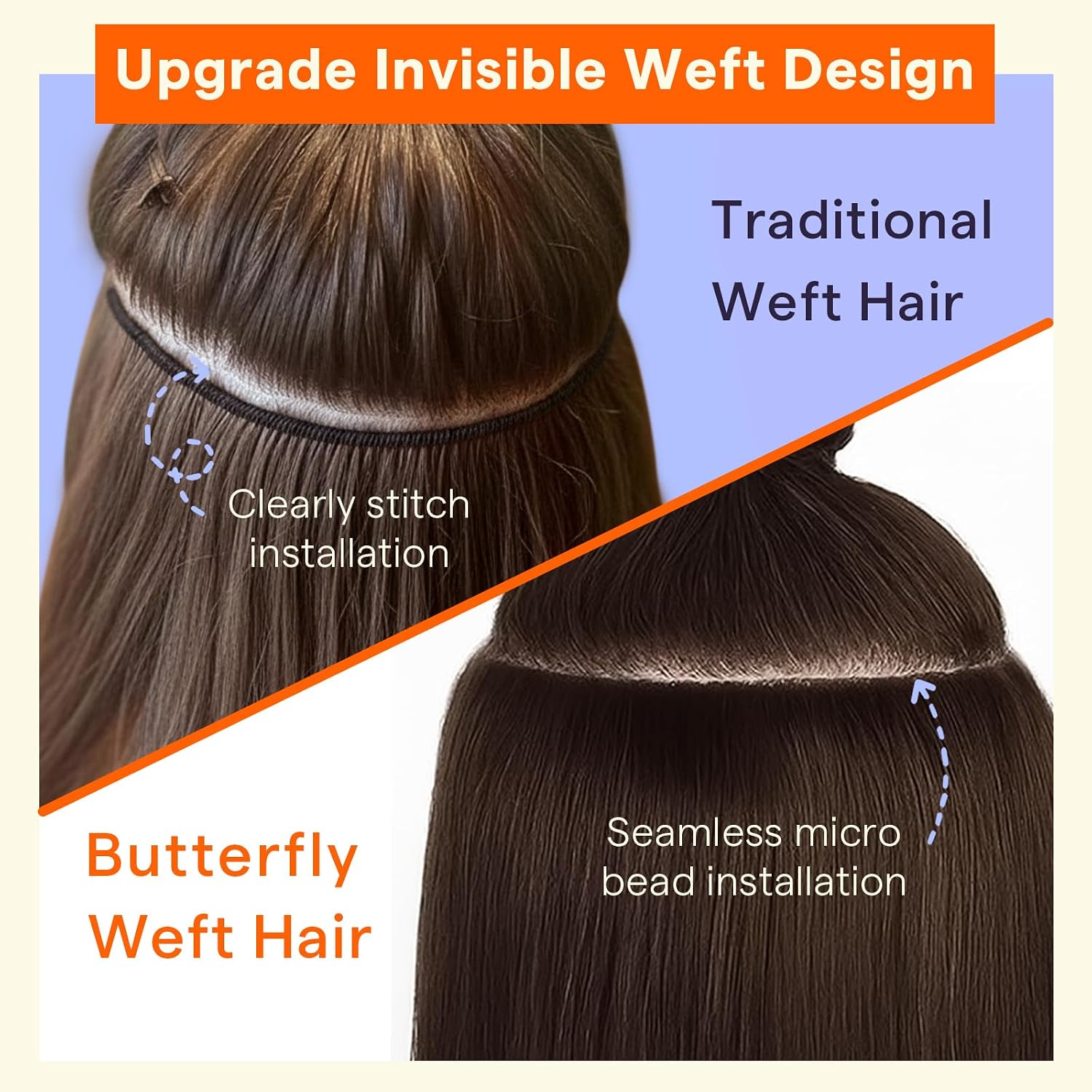 Thumbnail 6 de Full Shine Butterfly Weft Human Hair Extensions 22 Inch, 100g, 5 Pieces — Brown Ombre Honey Blonde