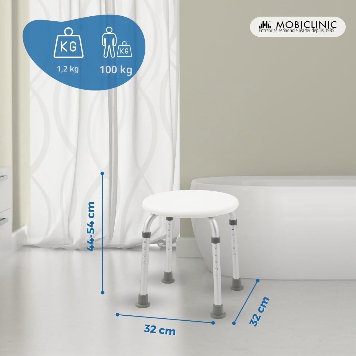 Detalle 2 de Mobiclinic Faro Tabouret de douche 100 kg