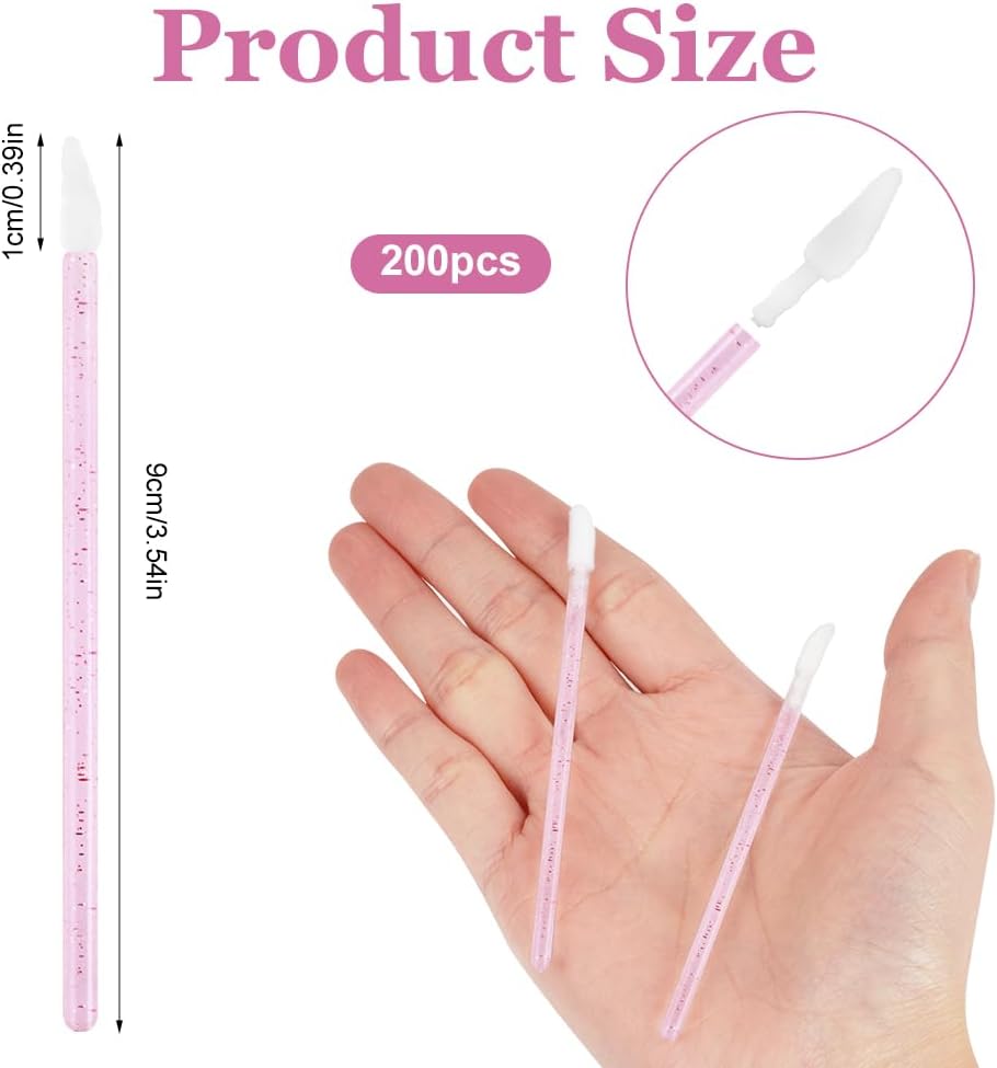 Thumbnail 1 de Alaoo 200 Pennelli Labbra Monouso – Applicatori per Rossetto in Cristallo Rosa (Versione Crystal)