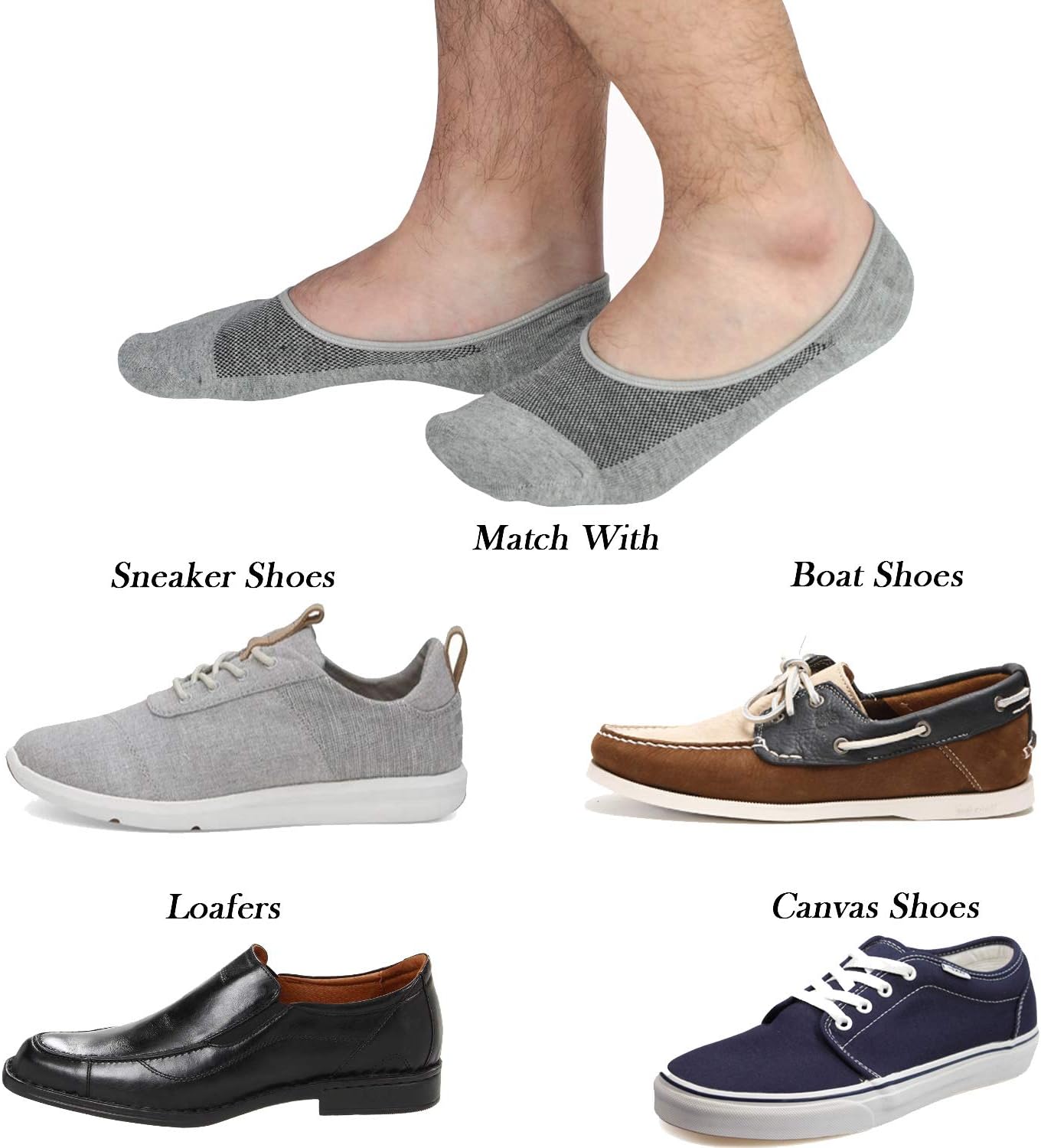Thumbnail 1 de Jormatt 6 Pairs No Show Loafer Socks for Men and Women
